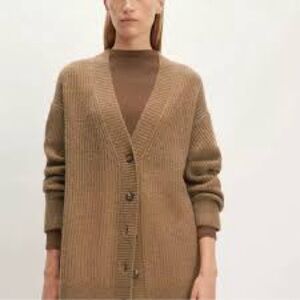 Everlane The Oversized Alpaca Merino Wool Cardigan Lightweight Pristine Tan S